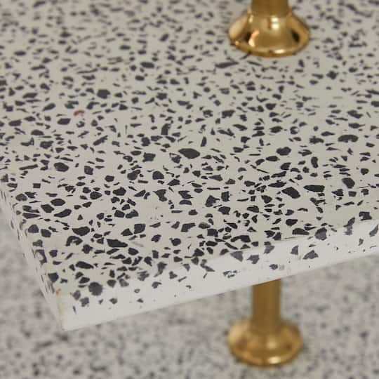 White Marble & Aluminum 3 Tier Tray Stand